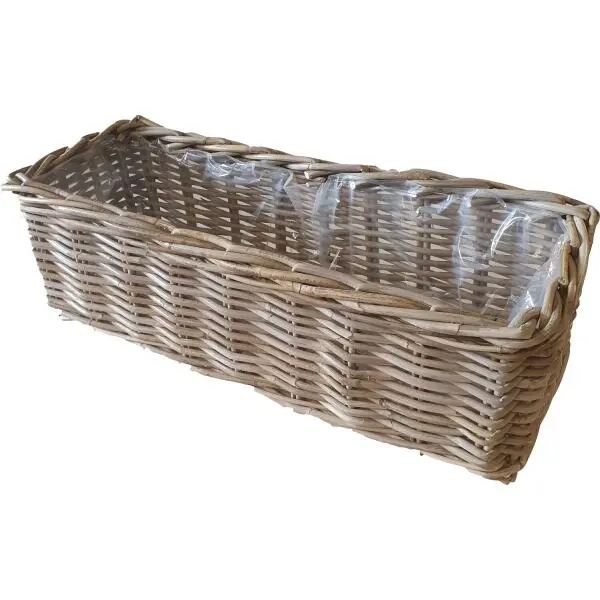 Rieten Bloembak 60 × 23 × H 20 Cm 1 Rieten Bloembak 60 × 23 × H 20 Cm