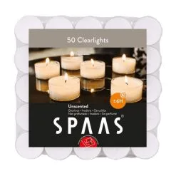 Spaas Clearlights Theelichtjes 6 Uren - Transparante Cups - Set Van 50 Stuks