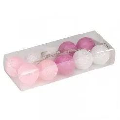 Lichtslinger Cotton Balls 8 Cm - Wit/roos