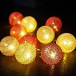 Lichtslinger Cotton Balls 8 Cm - Wit/roos -Tuinbeelden winkel 1615192388 3 600