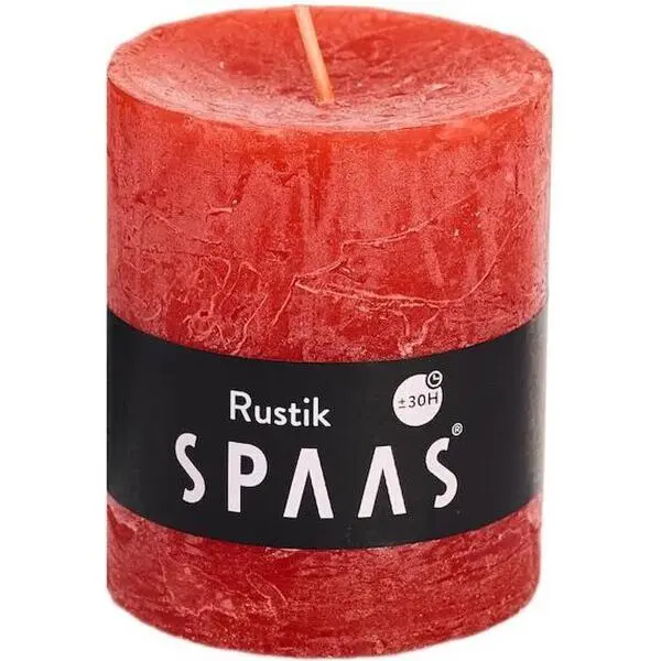 Spaas Rustieke Cilinderkaars Rood - 30 Uren 1 Spaas Rustieke Cilinderkaars Rood - 30 Uren