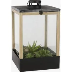 Mica Decorations Halton Kasje Lantaarn Zwart - 28 × 17 × 37,5 Cm -Tuinbeelden winkel 1650442835 3 600