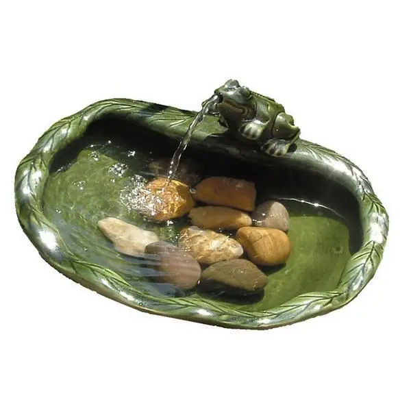 Fontein Met Kikker In Keramiek Op Zonne-energie - Groen 2 Fontein Met Kikker In Keramiek Op Zonne-energie - Groen - Afbeelding 2