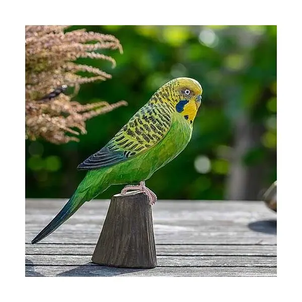 DecoBird - WILDLIFE Garden Grasparkiet In Lindenhout - Handgemaakt 2 DecoBird - WILDLIFE Garden Grasparkiet In Lindenhout - Handgemaakt - Afbeelding 2