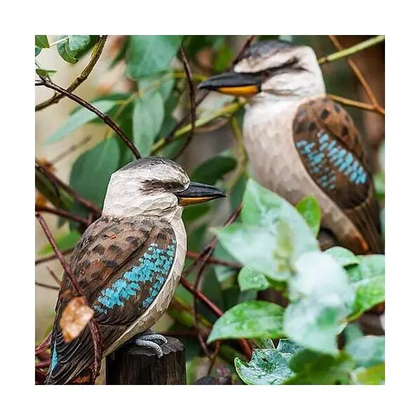 DecoBird - WILDLIFE Garden Kookaburra Ijsvogel In Lindenhout - Handgemaakt 2 DecoBird - WILDLIFE Garden Kookaburra Ijsvogel In Lindenhout - Handgemaakt - Afbeelding 2