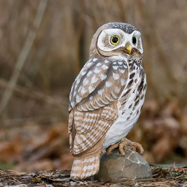 DecoBird - WILDLIFE Garden Steenuil In Lindenhout - Handgemaakt 2 DecoBird - WILDLIFE Garden Steenuil In Lindenhout - Handgemaakt - Afbeelding 2