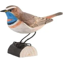DecoBird - WILDLIFE Garden Blauwborst In Lindenhout - Handgemaakt