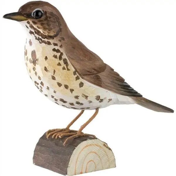 DecoBird - WILDLIFE Garden Zanglijster In Lindenhout - Handgemaakt 1 DecoBird - WILDLIFE Garden Zanglijster In Lindenhout - Handgemaakt