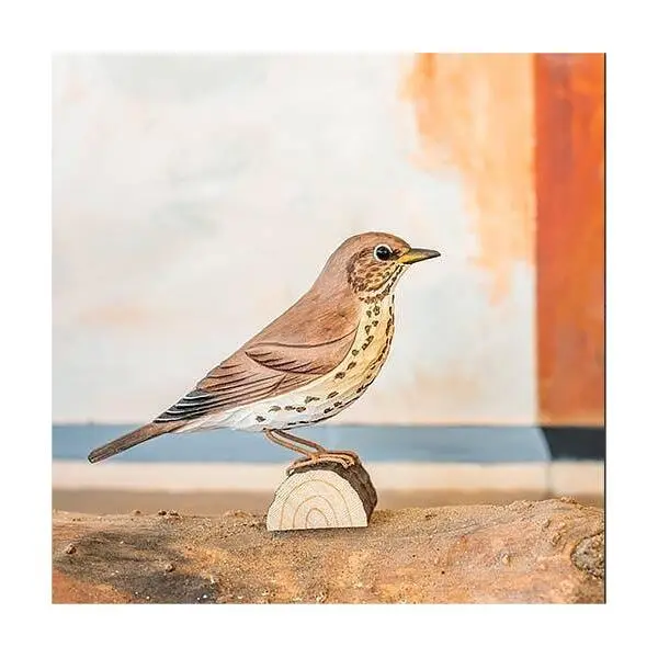 DecoBird - WILDLIFE Garden Zanglijster In Lindenhout - Handgemaakt 2 DecoBird - WILDLIFE Garden Zanglijster In Lindenhout - Handgemaakt - Afbeelding 2