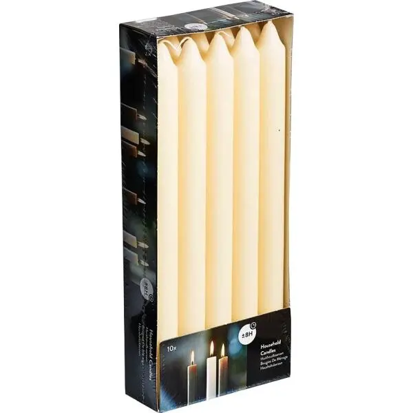 Spaas Huishoudkaarsen Ivoor H 24 Cm - Set Van 10 Stuks 1 Spaas Huishoudkaarsen Ivoor H 24 Cm - Set Van 10 Stuks