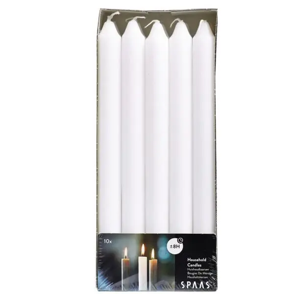 Spaas Huishoudkaarsen Wit H 24 Cm - Set Van 10 Stuks 2 Spaas Huishoudkaarsen Wit H 24 Cm - Set Van 10 Stuks - Afbeelding 2