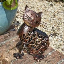 Kat Met Wiebelkop En Solarverlichting -Tuinbeelden winkel kat met wiebelkop solar 1484065605 2 600