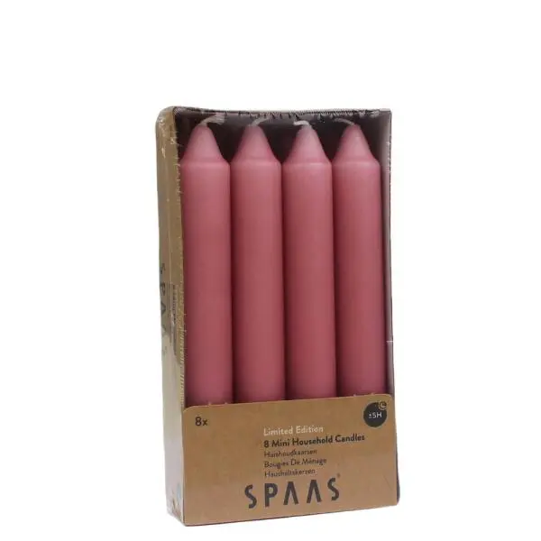 Spaas Mini Huishoudkaarsen - Oud Roze - Set Van 8 Stuks 1 Spaas Mini Huishoudkaarsen - Oud Roze - Set Van 8 Stuks