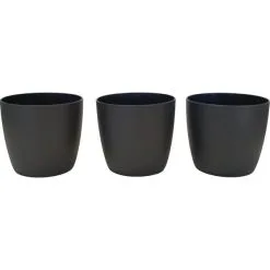 Set Bloempot Ella Ø 7 Cm - Mat Antraciet - Set Van 3 Stuks