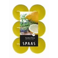 Spaas Theelicht Maxi Zuiderse Citrus - 10 Uren - Set Van 12 Stuks