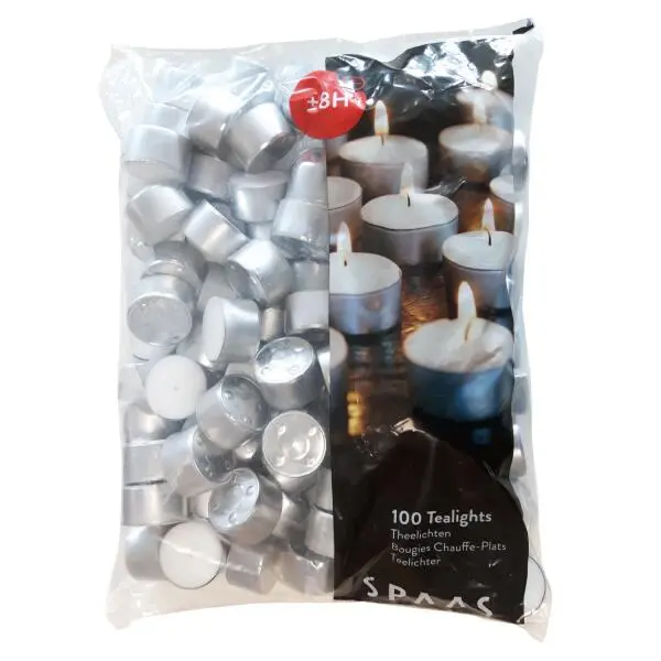 Spaas Theelichtjes - 8 Branduren - Set Van 100 Stuks 1 Spaas Theelichtjes - 8 Branduren - Set Van 100 Stuks